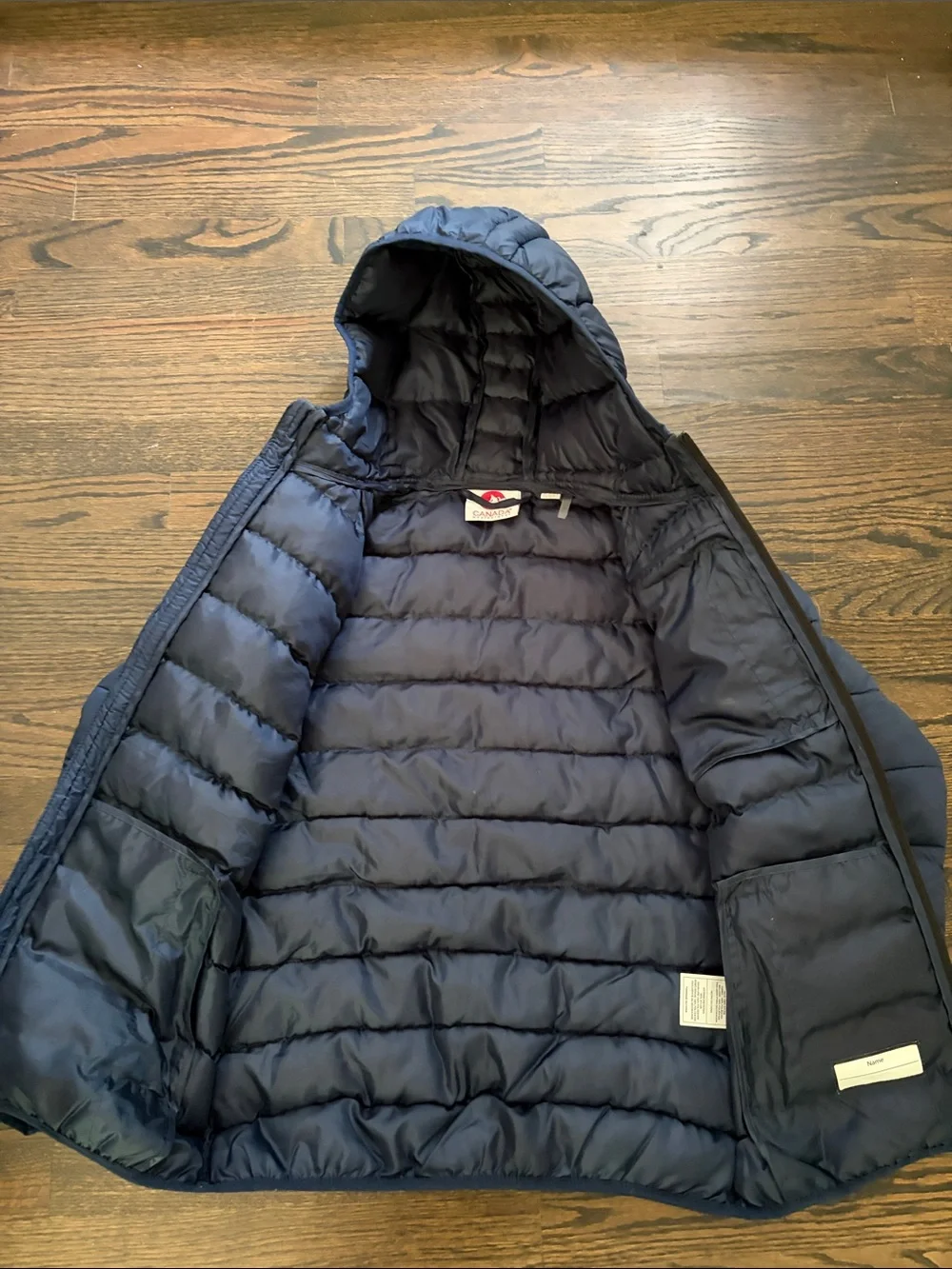 Canada Weather Gear Hooded Jacket Winter Coat Navy Blue L With Travel Bag